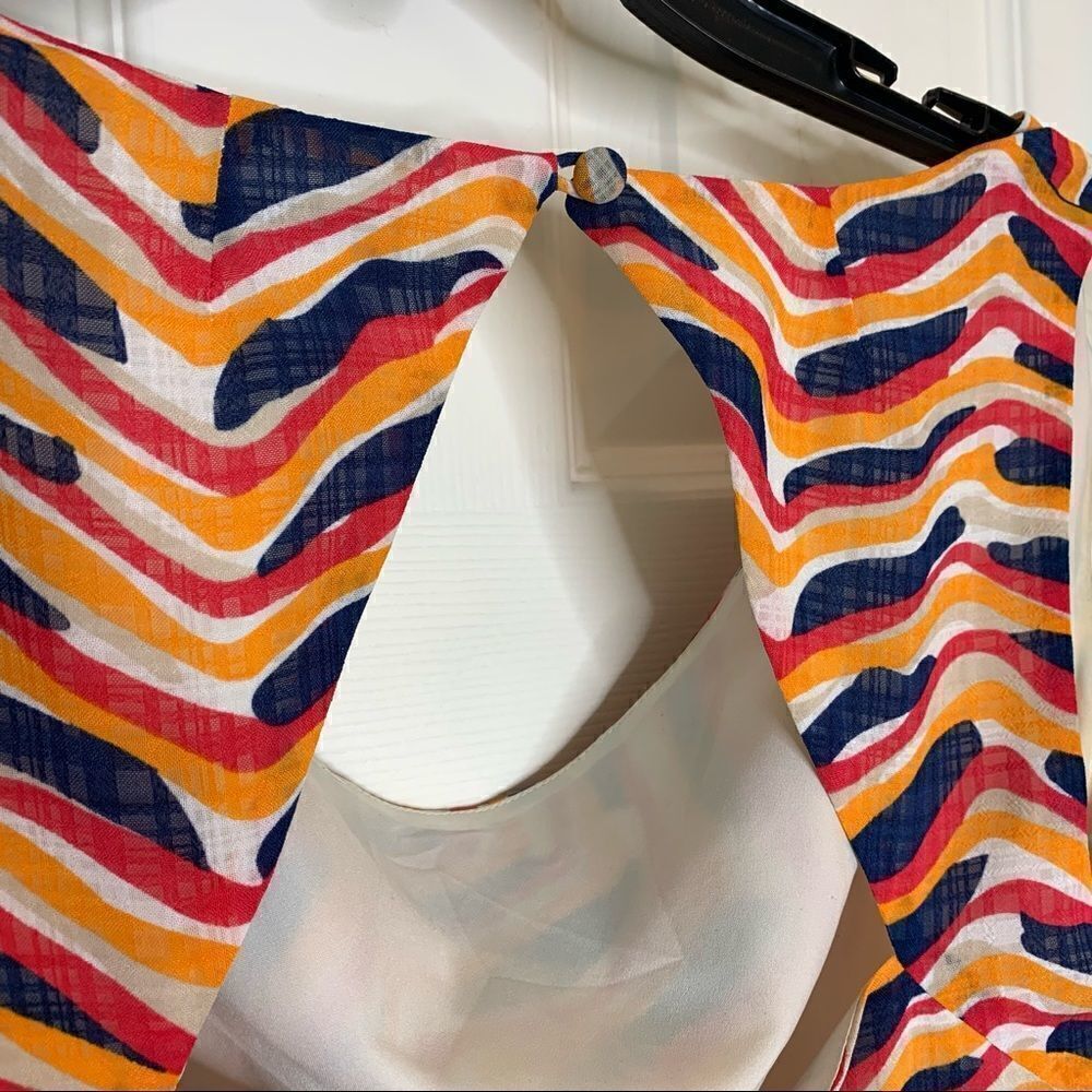 DKNY Orange Wave Pattern Dress Size 0 - Picture 2 of 10